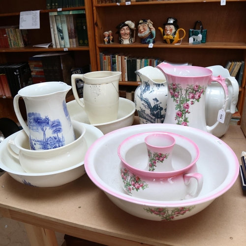 654 - Edwardian and other wash jugs, basins, and chamber pots