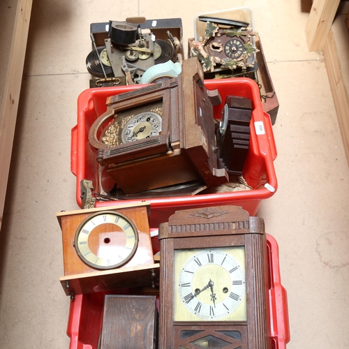 668 - A large quantity of clock parts, dials, spares, and cases