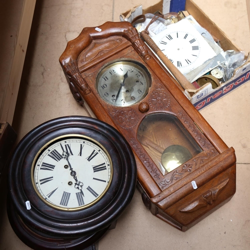 668 - A large quantity of clock parts, dials, spares, and cases