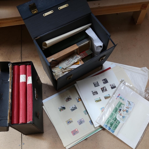 152 - 3 albums of early world postage stamps, and a case with stock books, loose stamps etc