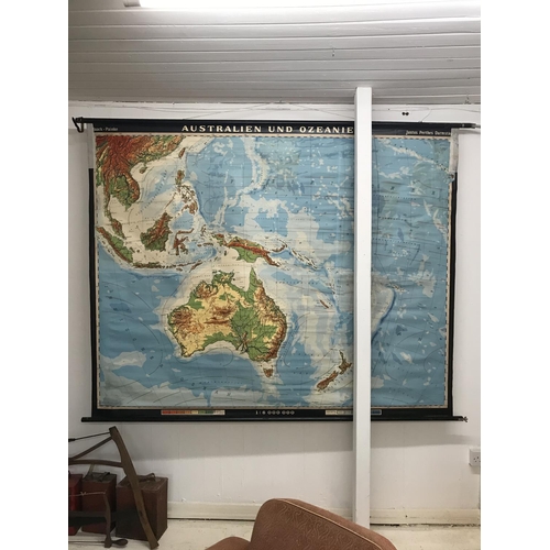 663 - An extra large 1930s school room geographical map of Australia