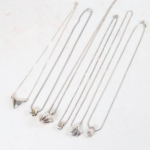 875 - 6 various Danish silver pendant necklaces