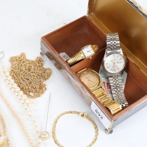 892 - A gent's Tissot gold plated PR516 wristwatch, an Avia wristwatch, a plated cigarette box, and a smal... 