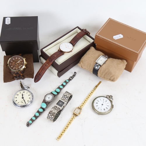 898 - A collection of fashion watches and pocket watches, to include Michael Kors, and Daniel Wellington