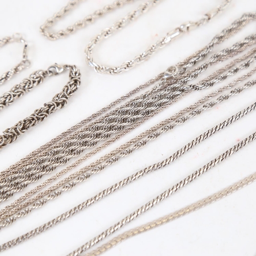 905 - 6 various silver necklaces, and 7 various silver bracelets, 140g