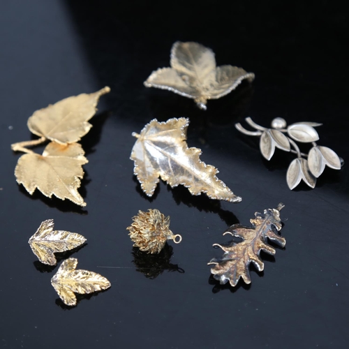 921 - Various Continental silver-gilt jewellery, silver-gilt brooches and earrings, by Flora Danica and ot... 