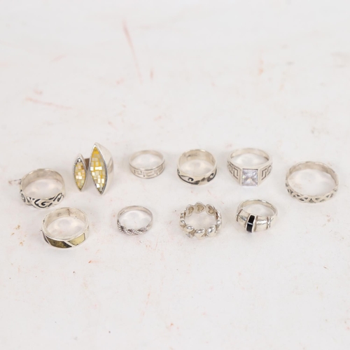 930 - 10 various Scandinavian silver and stone set dress rings