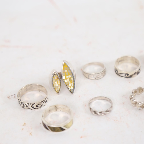 930 - 10 various Scandinavian silver and stone set dress rings