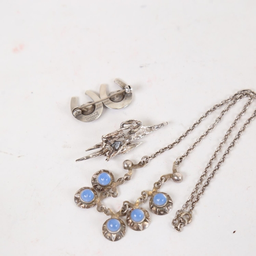 933 - HERMANN SIERSBOL - a sterling silver and labradorite necklace, and N. E. FROM - horseshoe brooch etc