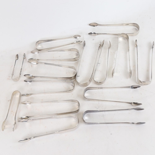 941 - 15 various silver sugar nips and tongs, 16oz