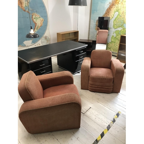 1971 - A pair of Art Deco Club armchairs, with original upholstery