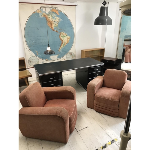 1971 - A pair of Art Deco Club armchairs, with original upholstery