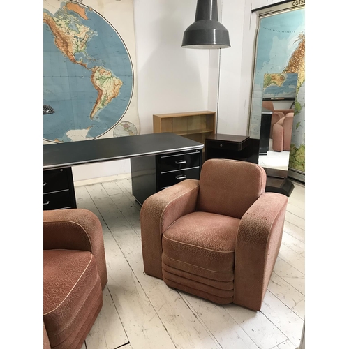 1971 - A pair of Art Deco Club armchairs, with original upholstery