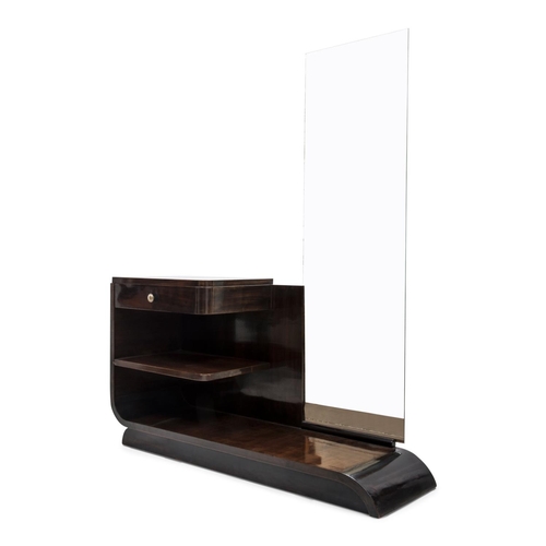 2020 - A 1930s French Art Deco dressing table, with single drawer and shelf under, of classic L-shaped mode... 