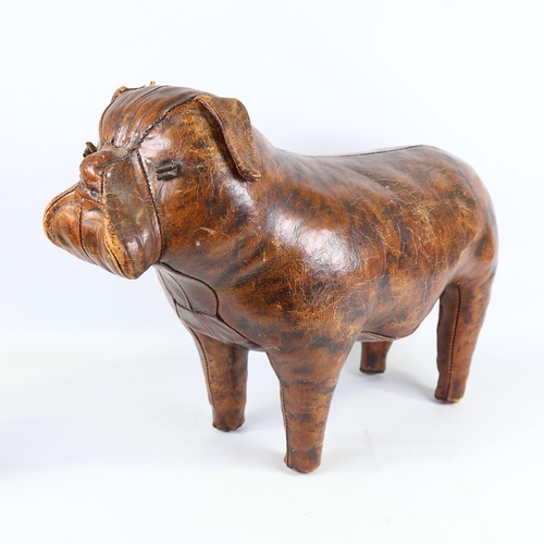 103 - A Liberty leather-covered Bulldog stool, stamped Liberty on underside of ear, length 66cm, height 48... 