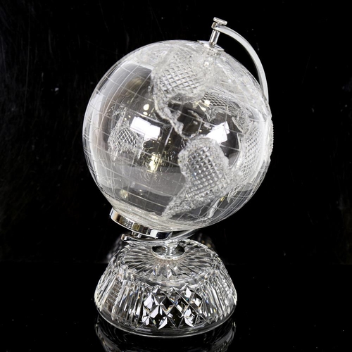 106 - A Waterford Crystal desk-top globe, with chrome plate mounts, globe diameter approx 16cm, overall he... 