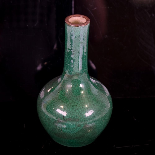 121 - A Chinese green crackle glaze porcelain narrow-neck vase, height 16cm