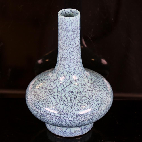 124 - A Chinese mottled blue glaze porcelain onion-shaped vase, impressed seal mark, height 21cm