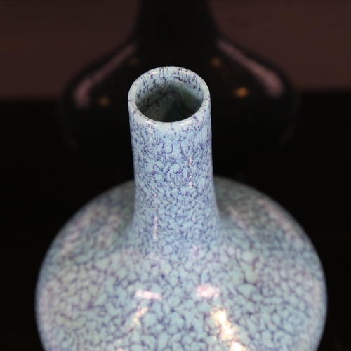 124 - A Chinese mottled blue glaze porcelain onion-shaped vase, impressed seal mark, height 21cm