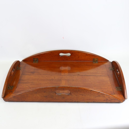 132 - A Victorian mahogany butler's tray, with fold down sides and brass hinges, length 72cm