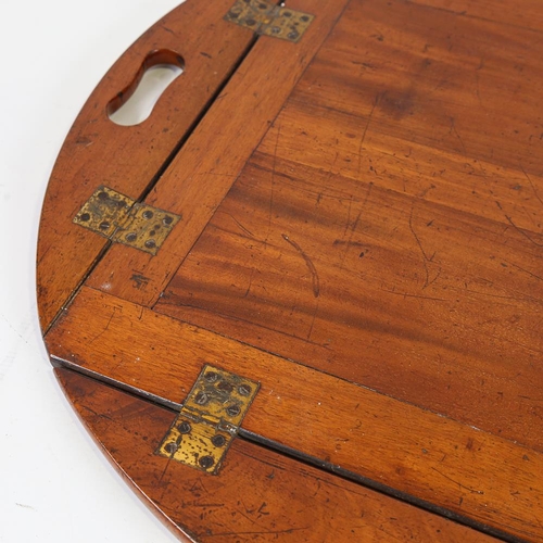 132 - A Victorian mahogany butler's tray, with fold down sides and brass hinges, length 72cm