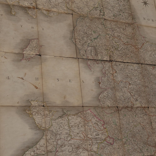 138 - Cary's New Map of England and Wales with part of Scotland 1794, linen-backed, approx 2.25m x 1.8m