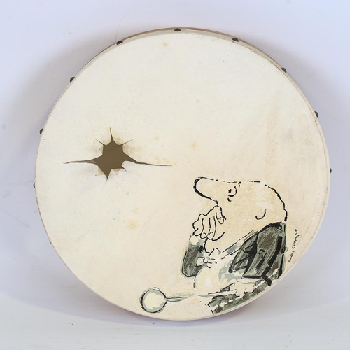 147 - Gerard Hoffnung (1925 - 1959), a 'Busted Tambourine' comic illustration sculpture, diameter 23cm