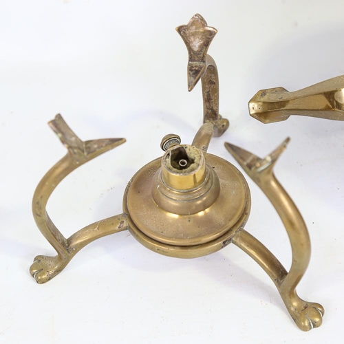 154 - W A S Benson, Arts and Crafts copper and brass tea kettle on spirit burner stand