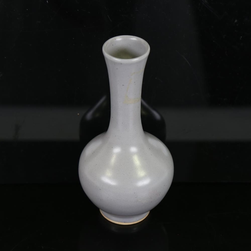 169 - A Chinese grey glaze porcelain narrow-neck vase, 6 character mark, height 16.5cm