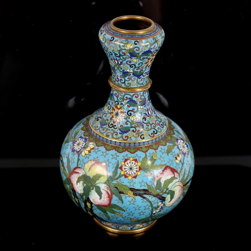 170 - A Chinese cloisonne enamel garlic-neck vase with prunus design, height 25cm