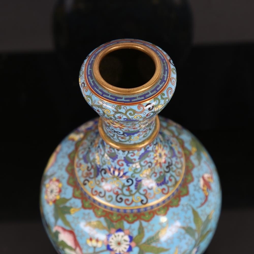 170 - A Chinese cloisonne enamel garlic-neck vase with prunus design, height 25cm