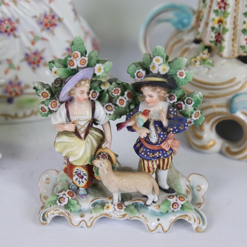 184 - 4 various Continental porcelain figures, largest height 24cm