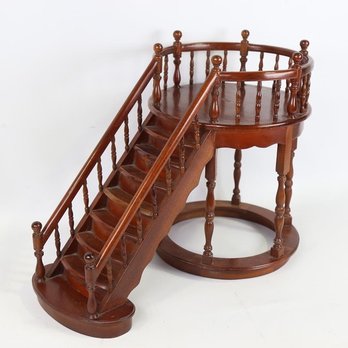 198 - A mahogany staircase design display stand, late 20th century, height 35cm, width 26cm