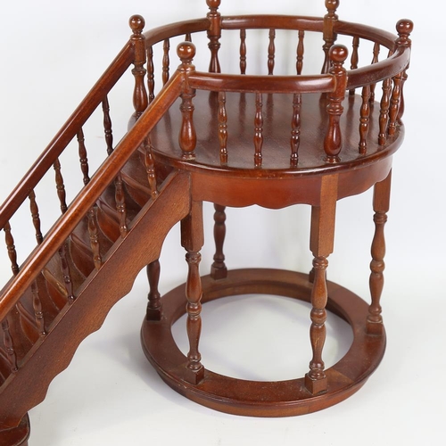 198 - A mahogany staircase design display stand, late 20th century, height 35cm, width 26cm