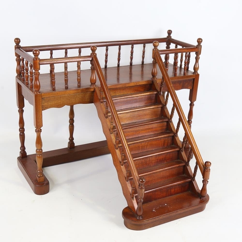 199 - A mahogany staircase design display stand, late 20th century, width 45cm, height 34cm