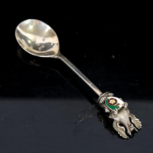 207 - A silver and enamel reproduction Elizabeth I seal-top spoon, by Westair Reproduction, length 14cm