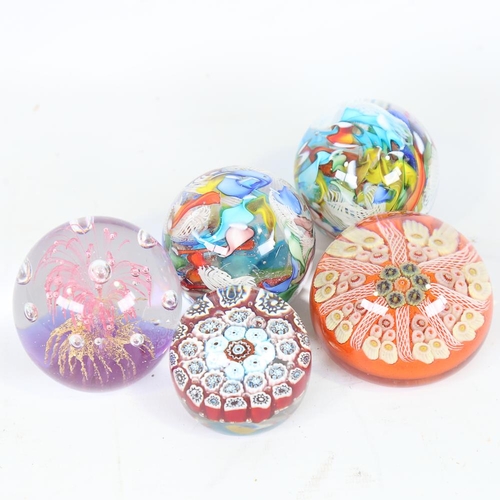 220 - 5 various glass paperweights