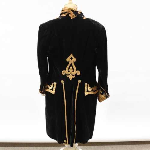 229 - WITHDRAWN - A velvet and gold leather-mounted long coat and matching waistcoat, Ivor Novello