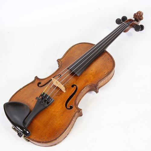 230 - A half-size violin, label for Thomas Craig George Street Aberdeen, length of back 31cm, cased