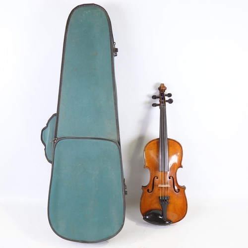 230 - A half-size violin, label for Thomas Craig George Street Aberdeen, length of back 31cm, cased