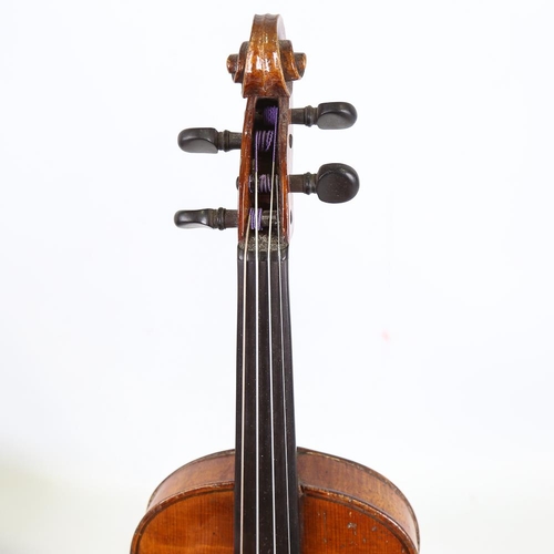 230 - A half-size violin, label for Thomas Craig George Street Aberdeen, length of back 31cm, cased