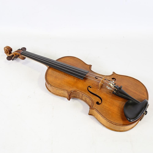 231 - A three-quarter-size violin, length of back 33.5cm, cased