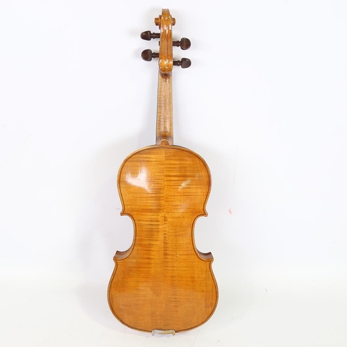 231 - A three-quarter-size violin, length of back 33.5cm, cased