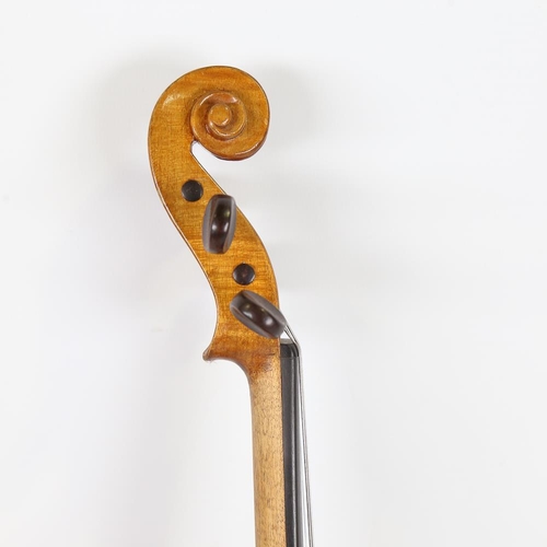 231 - A three-quarter-size violin, length of back 33.5cm, cased