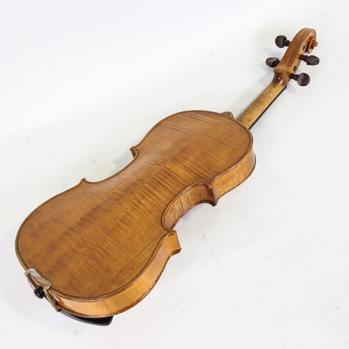 231 - A three-quarter-size violin, length of back 33.5cm, cased