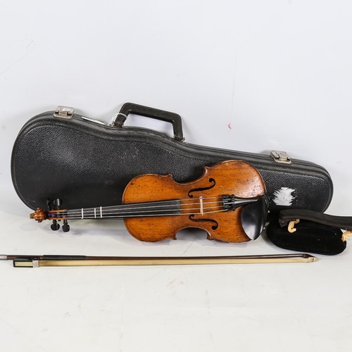 232 - A one-eight-size violin, length of back 26.5cm, cased