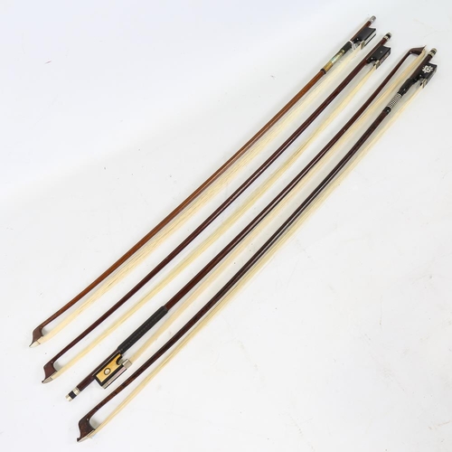 233 - 4 various violin bows, all used by John Georgiadis, leader of the London Symphony Orchestra (4)