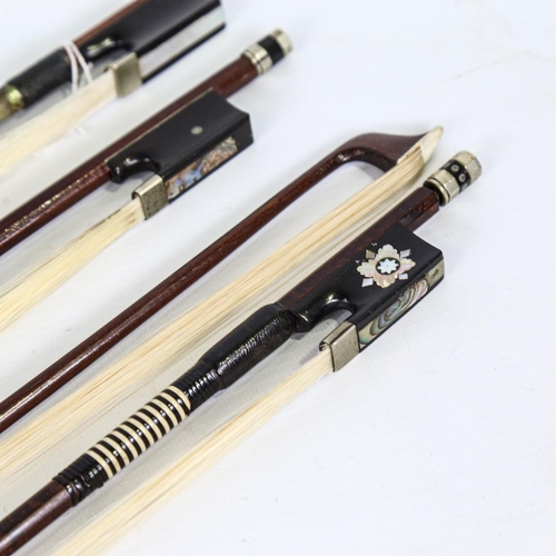 233 - 4 various violin bows, all used by John Georgiadis, leader of the London Symphony Orchestra (4)