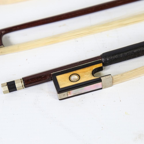 233 - 4 various violin bows, all used by John Georgiadis, leader of the London Symphony Orchestra (4)