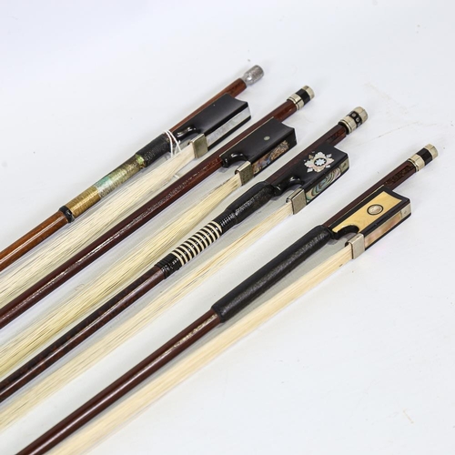 233 - 4 various violin bows, all used by John Georgiadis, leader of the London Symphony Orchestra (4)